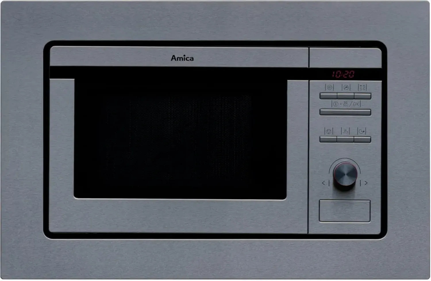 Amica Einbau-Mikrowelle EMW13180E, 59,5 cm, Schwarzglas und Edelstahl, TouchFree, digitaler Timer, LED-Display, Drehknopf- und Taststeuerung