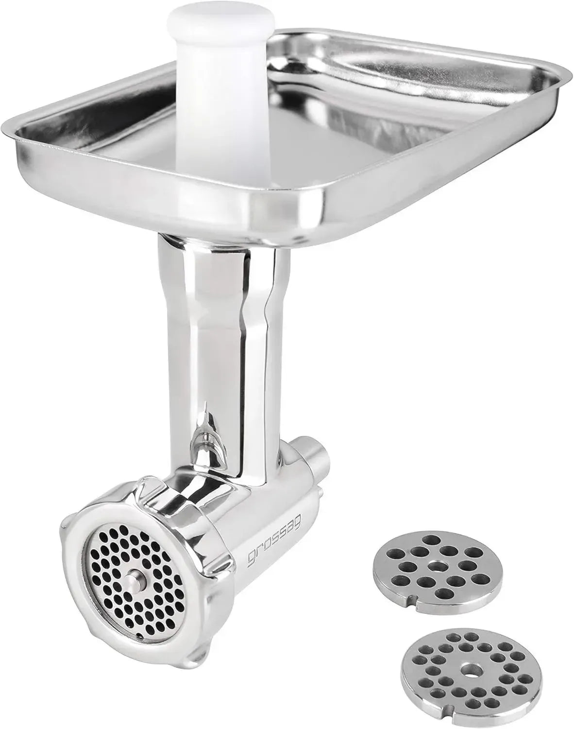 Edelstahl Fleischwolf Aufsatz für KitchenAid mit 3 Lochscheiben und Stopfer, spülmaschinengeeignet