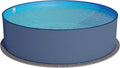 Stahlwandpool rund 120cm tief, wählbare Größe, anthrazit, blaue Folie