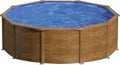 Gre Sicilia Stahlwandpool rund mit Holzdekor, abnehmbar, 460 x 120 cm
