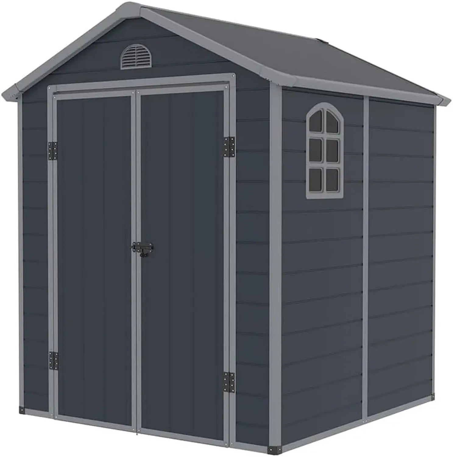 Westmann Gerätehaus XL mit Satteldach, wetterfest, UV-beständig, 190x192x226 cm, Doppeltür, robuste Polyethylen-Paneele, einfache Montage, Anthrazit