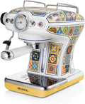 Ariete Retro Kaffeemaschine 1389, Weiß/Gelb, Positano Design