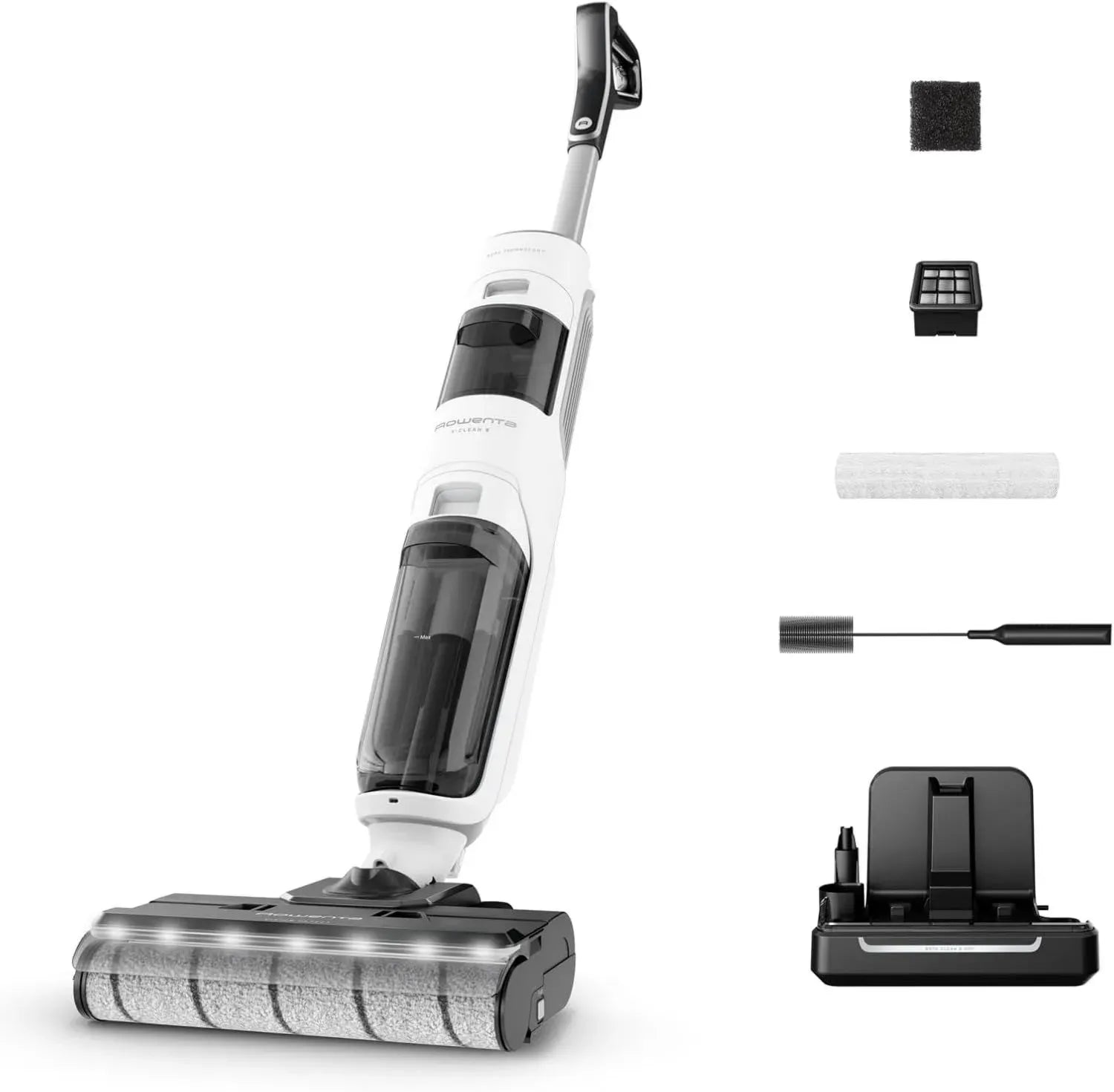 Rowenta X-Clean 5 Nass- und Trockensauger, 2-in-1 Funktion, intelligenter Erkennungsmodus, LED-Licht, Selbstreinigung, Heißtrocknung, 50 Minuten Laufzeit, Schneeweiß