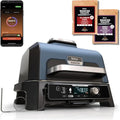 Ninja Woodfire Pro XL Elektrischer BBQ Smoker Grill, App-gesteuert, Digitaler Temperaturfühler, 7-in-1 Outdoor Grill & Heißluftfritteuse, Wetterfest, Schwarz