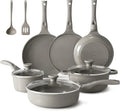 Redchef 11-teiliges Keramik-Kochgeschirr-Set für Induktion, PTFE- und PFAS-frei, spülmaschinengeeignet, inklusive Glasdeckel, geeignet für alle Herdarten (Grau)