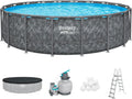 Bestway Winterfester Frame Pool Ø 549 x 132 cm, 26.000 L, mit Sandfilteranlage und Zubehör