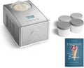 SPRINGLANE Eismaschine Emma 1,5L - Kompressor 150W, Edelstahl mit herausnehmbarem Behälter, Rezeptbuch inkl. (Silber, 4 Mini-Behälter 400ml, Grau)