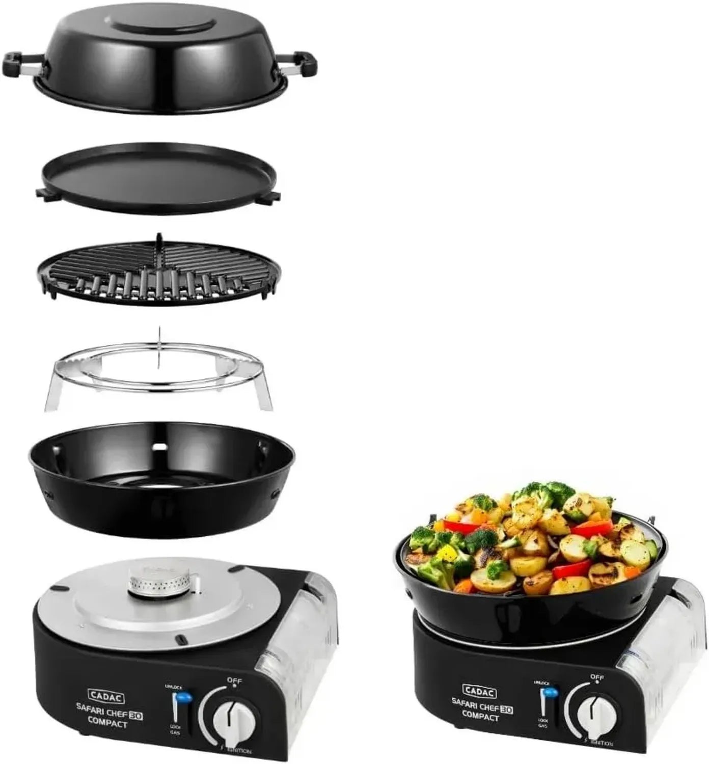 CADAC Safari Chef Compact 30 - Tragbarer Gasgrill - Stahl & Aluminium - 50mBar