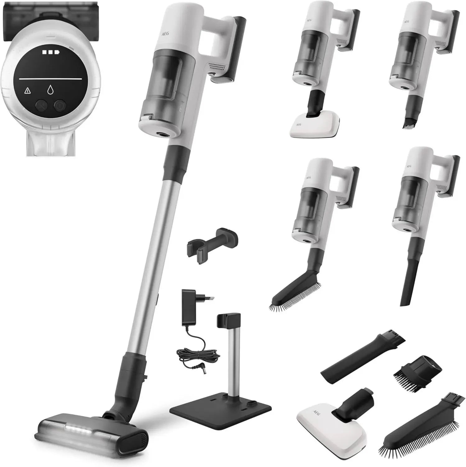 AEG kabeloser Akku-Staubsauger Serie 6000, Testsieger, Digitalmotor, vielseitig, 40 Min. Laufzeit, 21,6V Wechselakku, Weiß