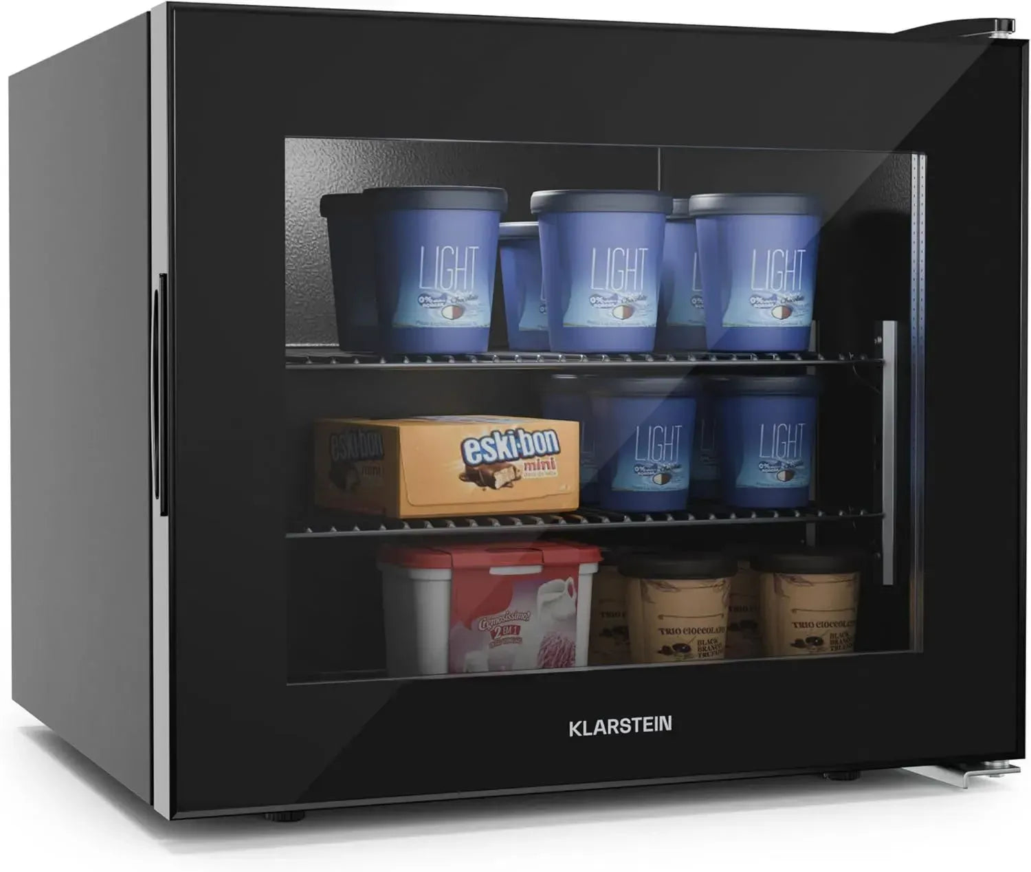 Klarstein IceAge 88 Kompakt-Gefrierschrank, 88L, Temperaturbereich 0 bis -18°C, Energiesparend, LED-Beleuchtung, 3 Ablagen, Modernes Design, Schwarz