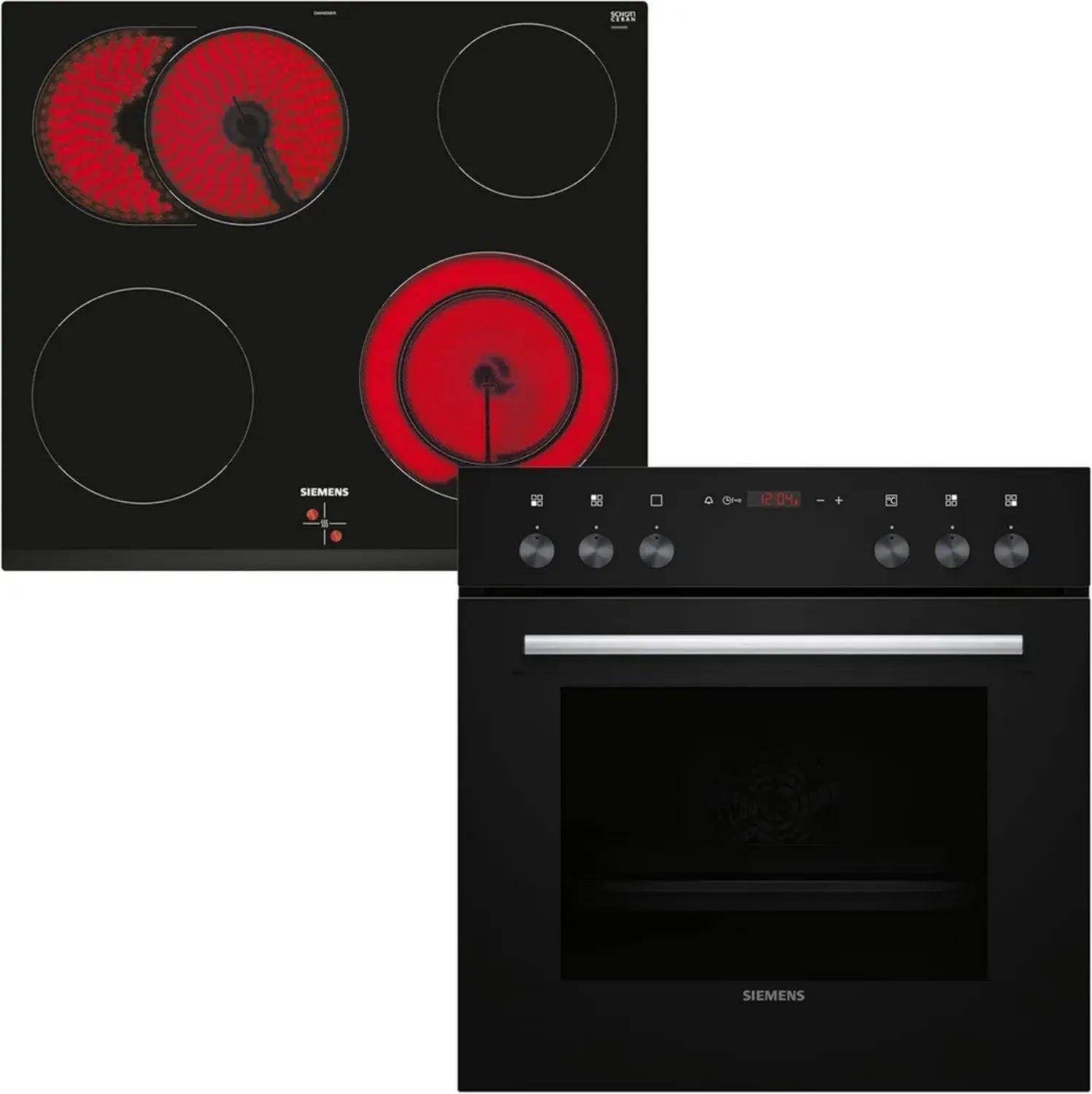 Siemens EQ110KA1B iQ100 Herd-Glaskeramik-Kochfeld, 59,4 cm, Schnellaufheizung, 3D Heißluft für gleichmäßige Wärme, zuschaltbare Bräterzone