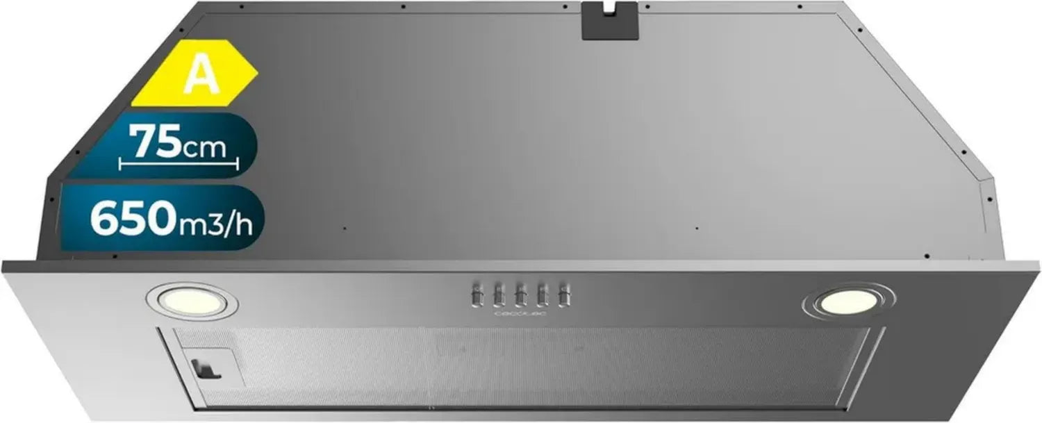 Cecotec Einbau-Dunstabzugshaube 75 cm, Edelstahl, 650 m³/h, 165W Motor