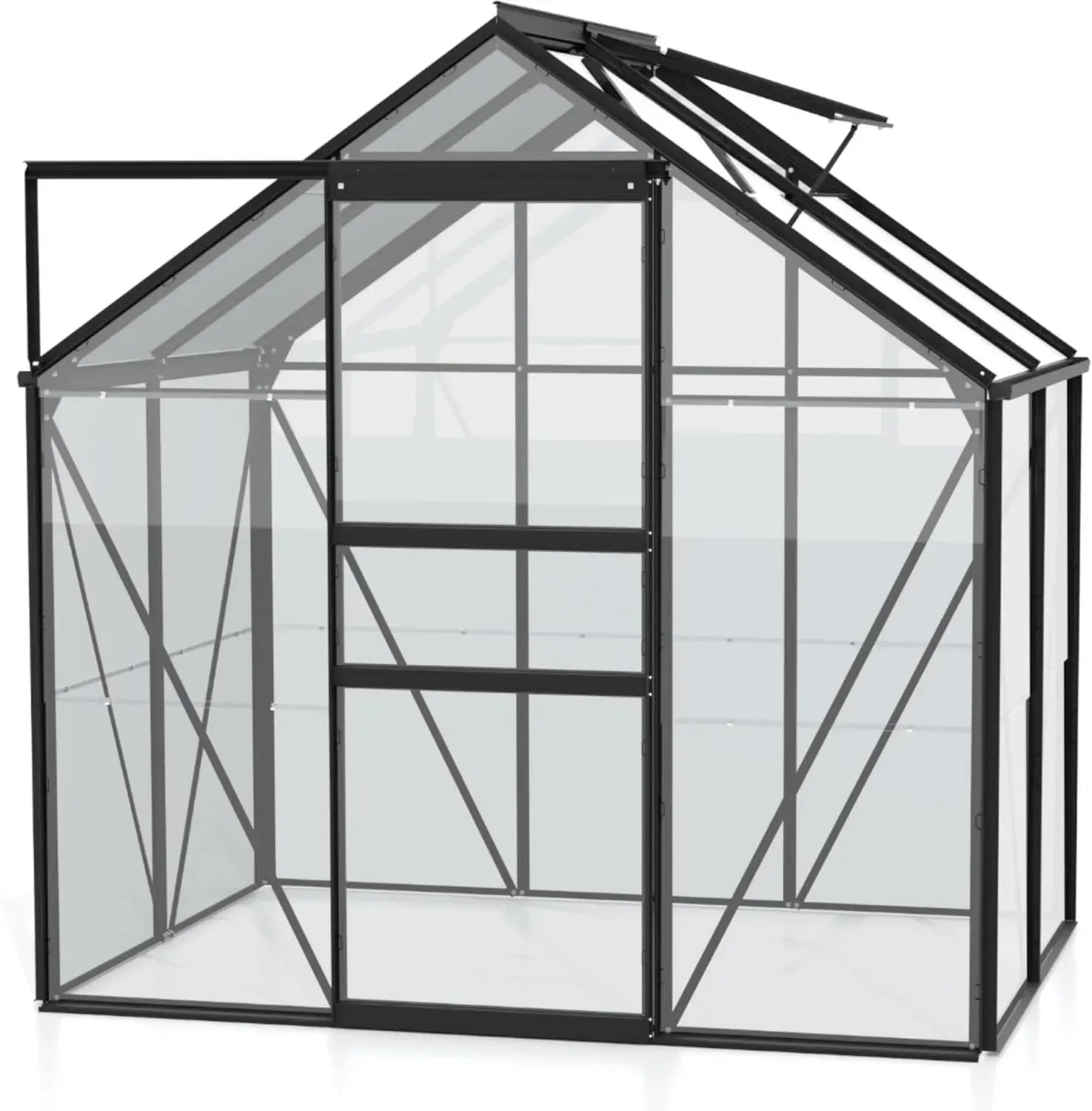 Vitavia Venus Gewächshaus 2500, Schwarz, 2,5 m², ESG-Glas, Wetterfest & Stabil, Ideal für Gemüse & Pflanzen