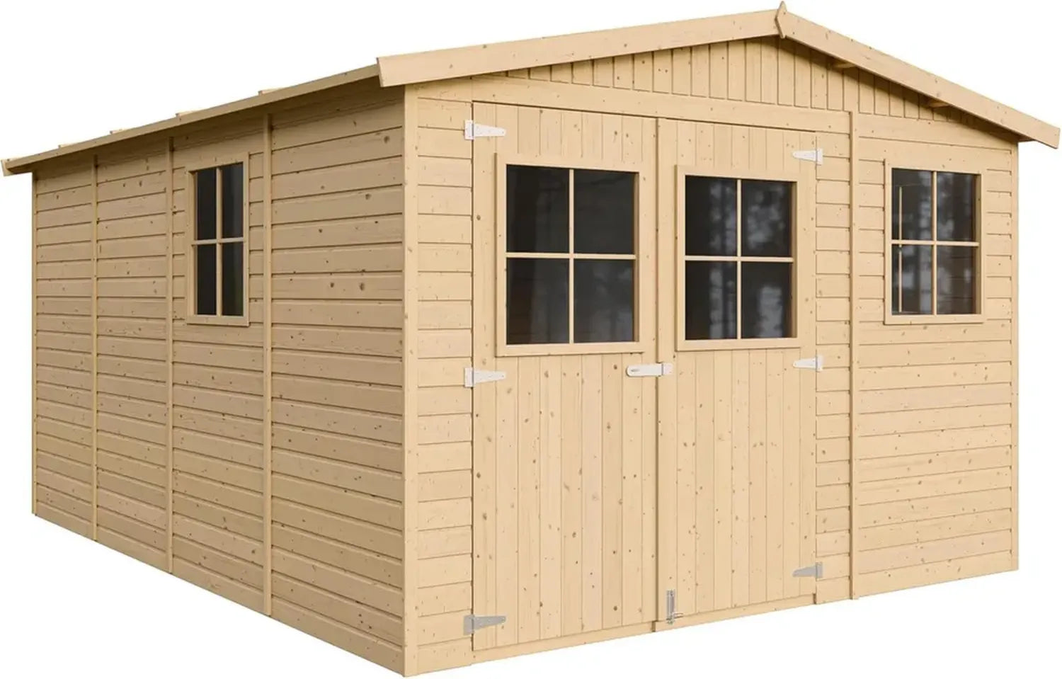 Großer Holzschuppen mit Fenstern – Geräteschuppen 12m² für Garten und Werkstatt