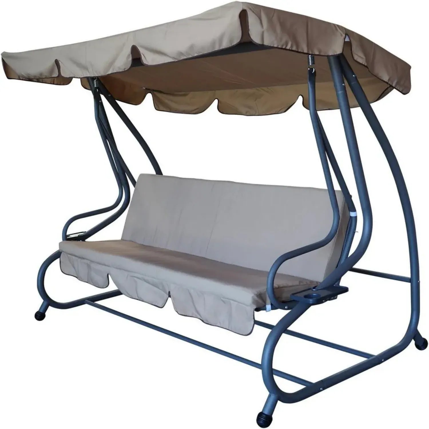 DEGAMO Klappbare Hollywoodschaukel Miami für 4 Personen, 228 cm, Grau/Creme