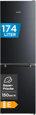 Comfee Kühl-Gefrierkombination 150 cm, Low Frost, LED-Beleuchtung, Energiesparend, Schwarz